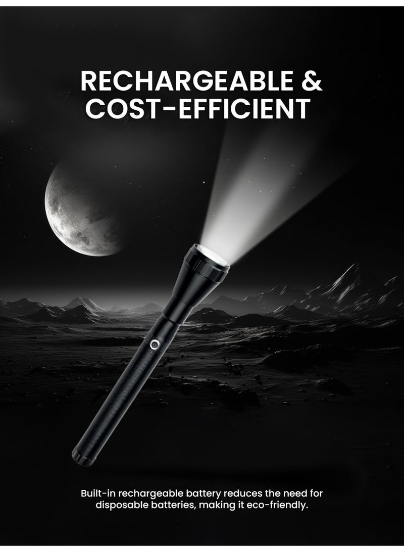 أوجيرا كشاف LED قابل لإعادة الشحن | كشاف تكتيكي فائق السطوع | سطوع عالي | بطارية 3SC طويلة العمر | صغير ومتين | كشاف جيب مقاوم للماء | مثالي للتخييم والمشي وحالات الطوارئ | ضمان سنتين | OG1010SL | أسود - Image 2